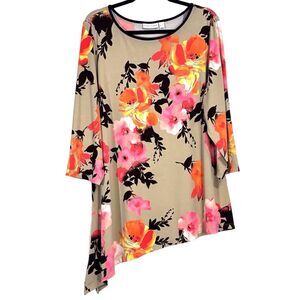 Susan Graver Floral Tunic in Pink and Orange